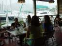 First trip lunch at Village Cay Restaurant - our boat is in the background.
