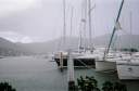 Rain at Village Cay Marina.