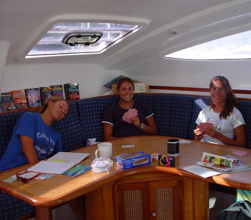 The girls playing cards in the ScubaCat's salon.

(Click on image to view full-size image (1033x904, 172 kb))