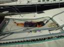 Traig taking a nap on the tramp!