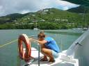 Marissa crewing as we leave Inner Harbour