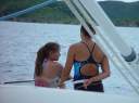 Kristen and Britt enjoying the view at Little Harbour, Peter Island