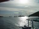 Motoring to Leverick Bay from Saba Rock in the morning