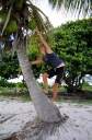 Britt picking coconuts at Anagada