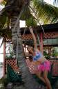 Kristen picking coconuts at Anagada