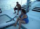Traig and Julie on the ScubaCat - Anagada