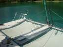 The bow and trampolines of the ScubaCat