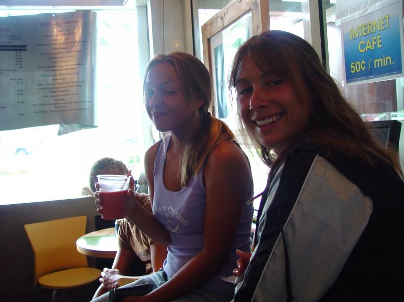 Marissa and Kristen at Beef Island Airport - Cyber Cafe

(Click on image to view full-size image (1280x960, 175 kb))